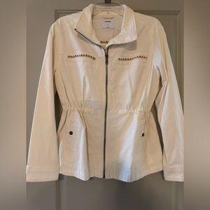 Old Navy Cream Utility Jacket with Embroidered Accents